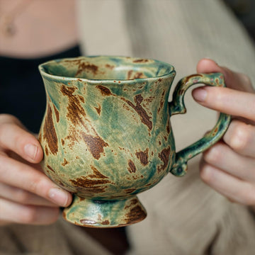 Rustic Handmade Footed Ceramic Coffee Mug
