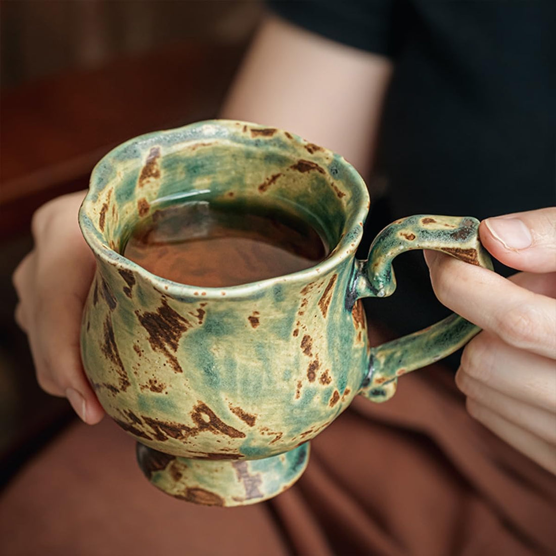 Rustic Handmade Footed Ceramic Coffee Mug