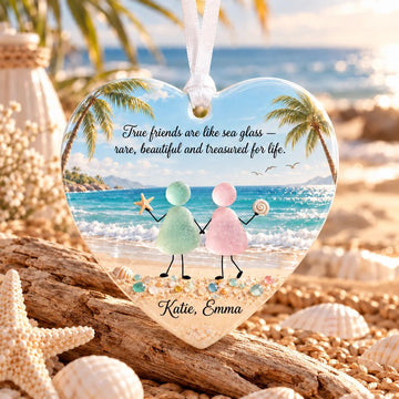 Sea Glass Friendship Heart Ornament