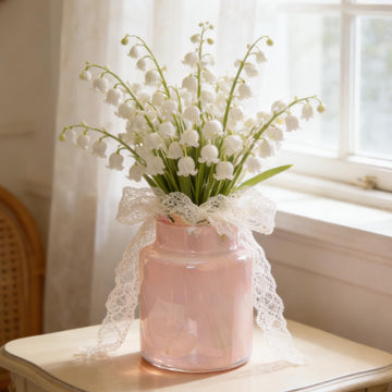 Pink Glass Cylinder Vase – 7" Large Thick Flower Vase