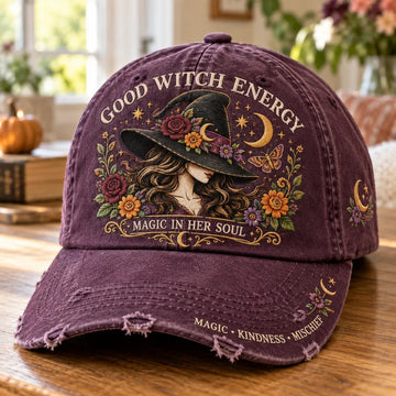 Good Witch Energy Floral Witch Baseball Cap