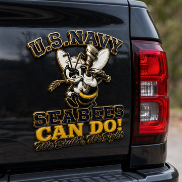 U.S. Navy Seabees Veteran Pride CAN DO! Metal Car Emblem
