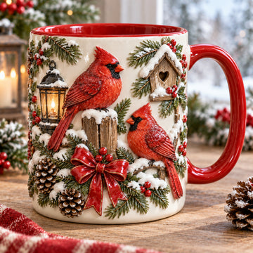 Cardinal Christmas 3D Effect Printed Accent Mug