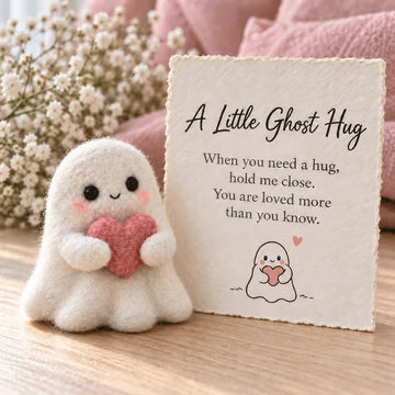 A Little Ghost Hug ‑ Soft Felt Ghost With Heart & Message Card