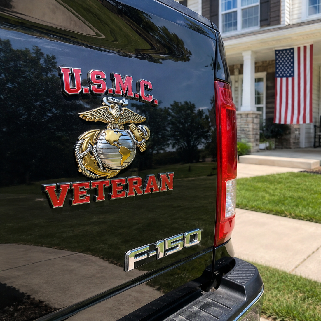 U.S. Marine Corps Veteran Car Emblem Metal Badge