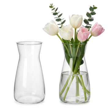 Clear Glass Flower Vases – 8" Tall, Centerpieces for Table, Wedding Decor