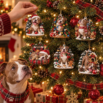 American Pit Bull Terrier Christmas Acrylic Ornament Gift Set