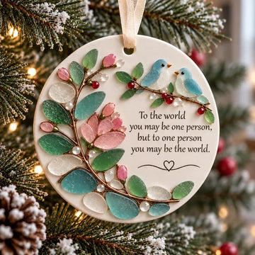 Love Birds Friendship Sea Glass Ornament