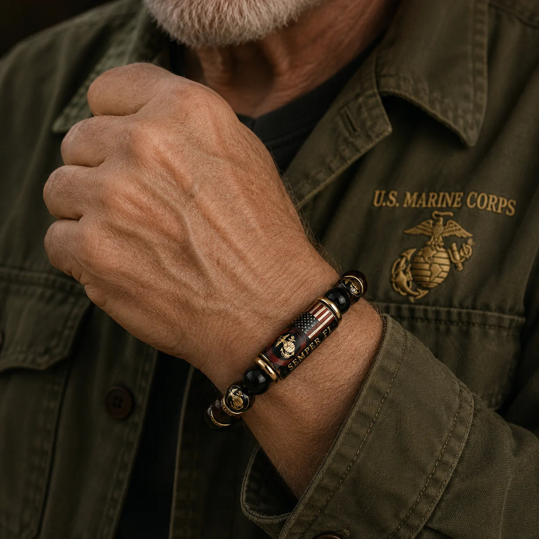 U.S. Marine Corps Semper Fi Tribute Beaded Bracelet