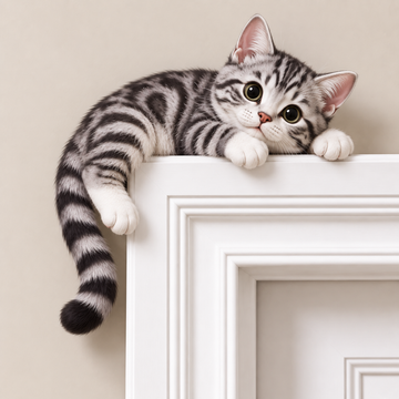 Tiny Cat Waiting At Your Door – Cat Door Frame Decoration