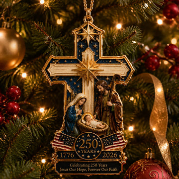 Cross-Shaped Jesus Nativity Christmas Tree Ornament
