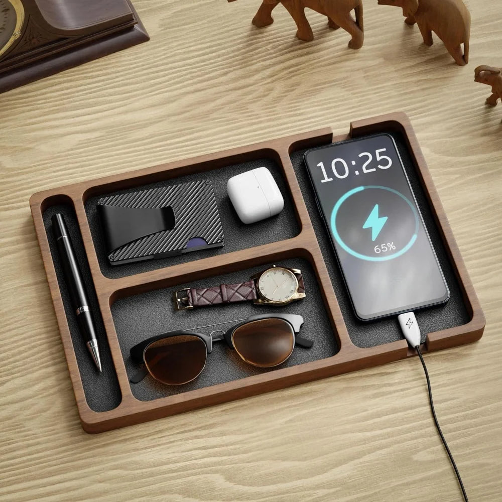 Solid Wood Multi-Compartment Organizer