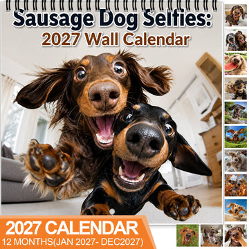 2027 Sausage Dog Selfies Wall Calendar