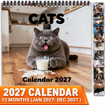 2027 Funny Blue Cat Calendar