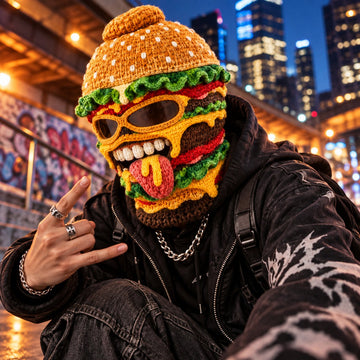 3D Fast Food Knit Balaclava Ski Mask - Cozy Winter Headgear for Snow Sports & Costume Events