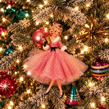 Vintage Christmas Lady Ornaments – 1950s-Inspired Holiday Charm