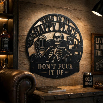 "This Is My Happy Place" Funny Man Cave Decor