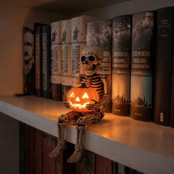 Halloween Skeleton Pumpkin Lantern Decor