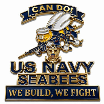 US Navy Seabees Can Do! Car Emblem Metal Badge