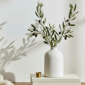 White Ceramic Vase – 7 Inch Minimalist Modern Home Decor, Decorative Centerpiece
