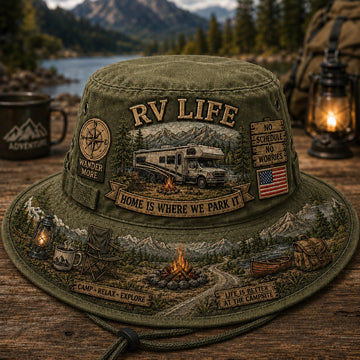 Vintage RV Life Adventure Boonie Hat – Home Is Where We Park It