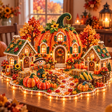 DIY Sparkling Autumn Village — 3D Diamond Art Decoration Kit