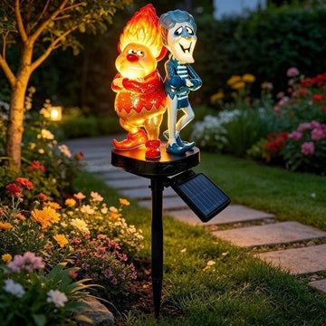 Heat & Snow Miser Solar Garden Stake Lights – Nostalgic Seasonal 3D Outdoor Landscape Decor