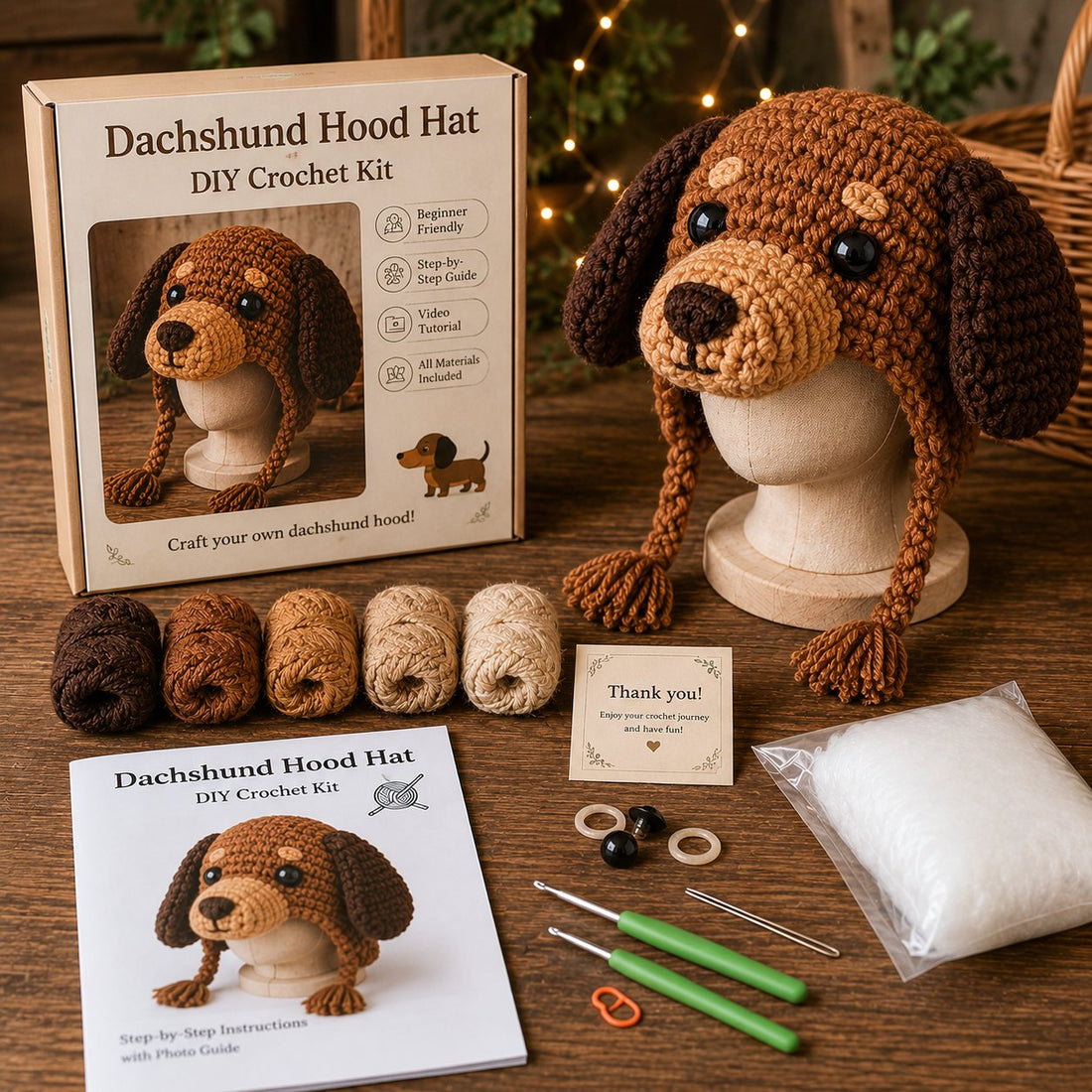 Animal Hood Hat DIY Crochet Kit