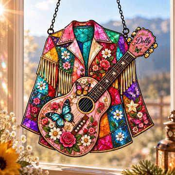Dolly Parton Coat of Many Colors Suncatcher