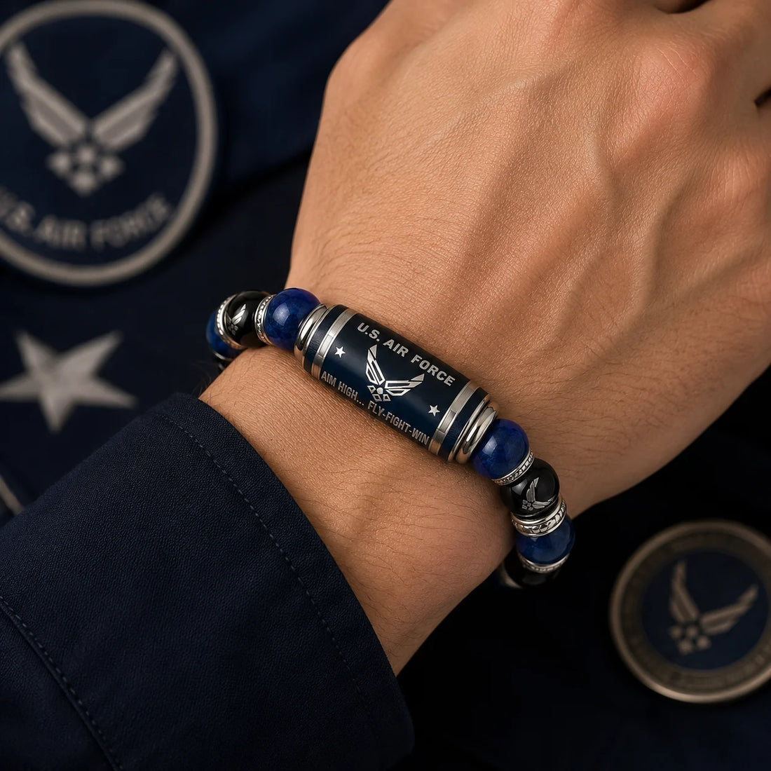 U.S. Air Force Aim High Fly-Fight-Win Tribute Beaded Bracelet