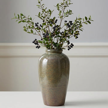 Rustic Farmhouse Ceramic Vase – 11 Inch Large Brown Glazed Pottery