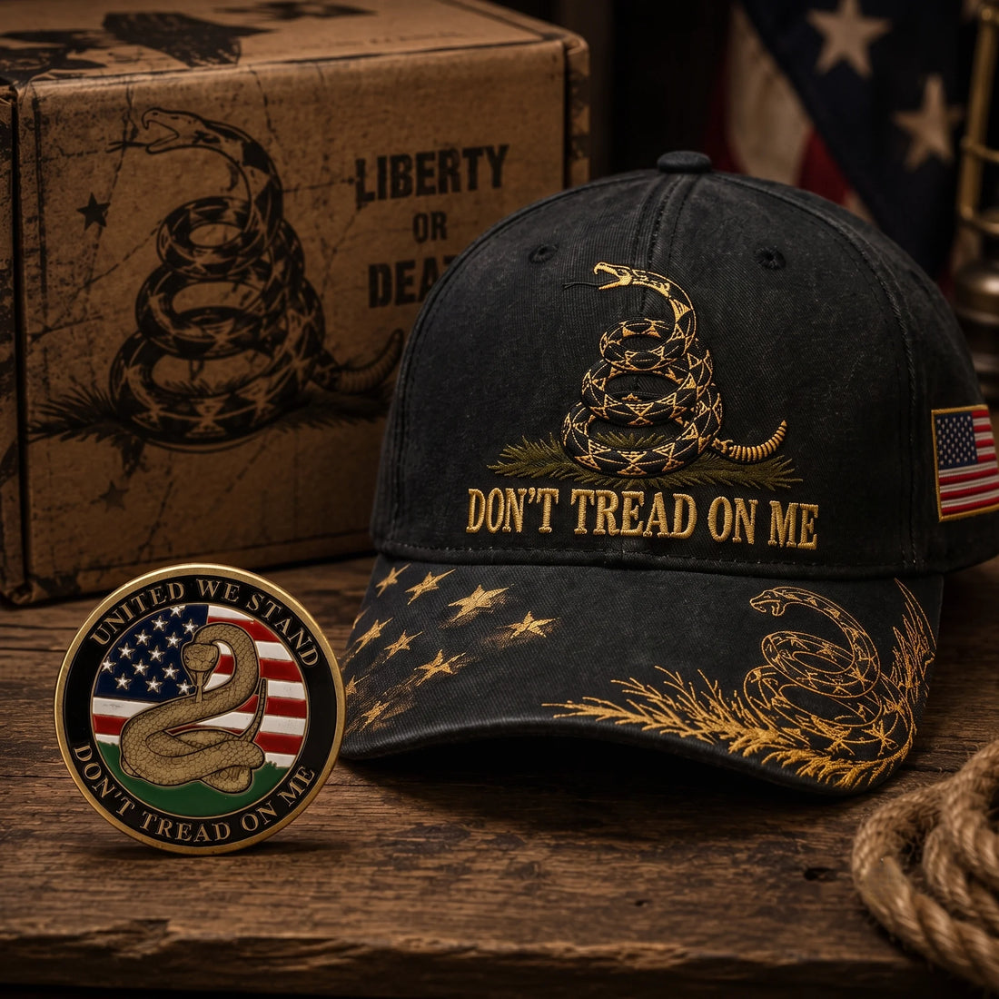 Gadsden Flag Don't Tread on Me Baseball Cap Set