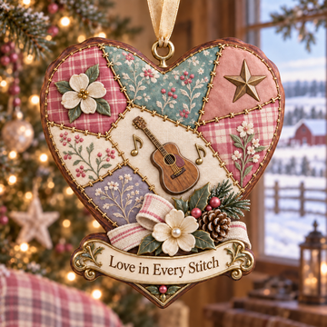 Honoring the Queen of Country Music Patchwork Heart Ornaments