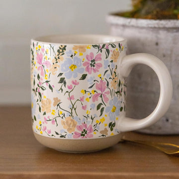Floral Stoneware Coffee Mug – Spring Home Decor Cute Cup