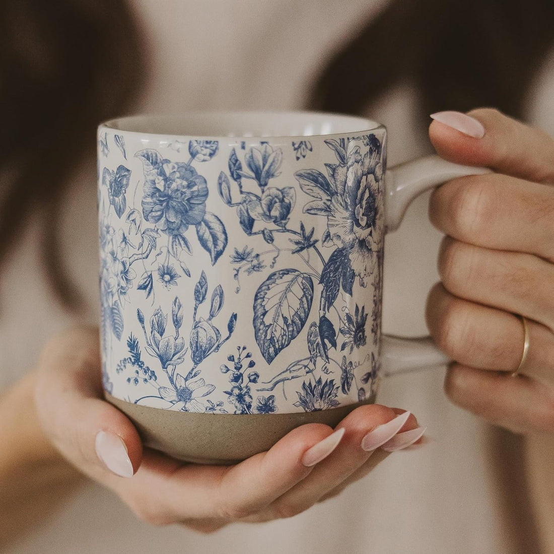 Floral Stoneware Coffee Mug – Spring Home Decor Cute Cup