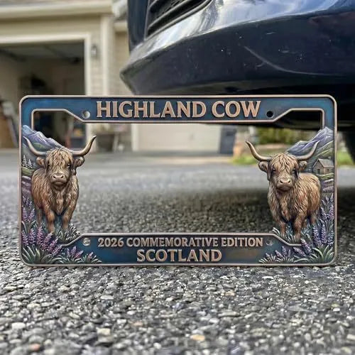Highland Cow License Plate Frame